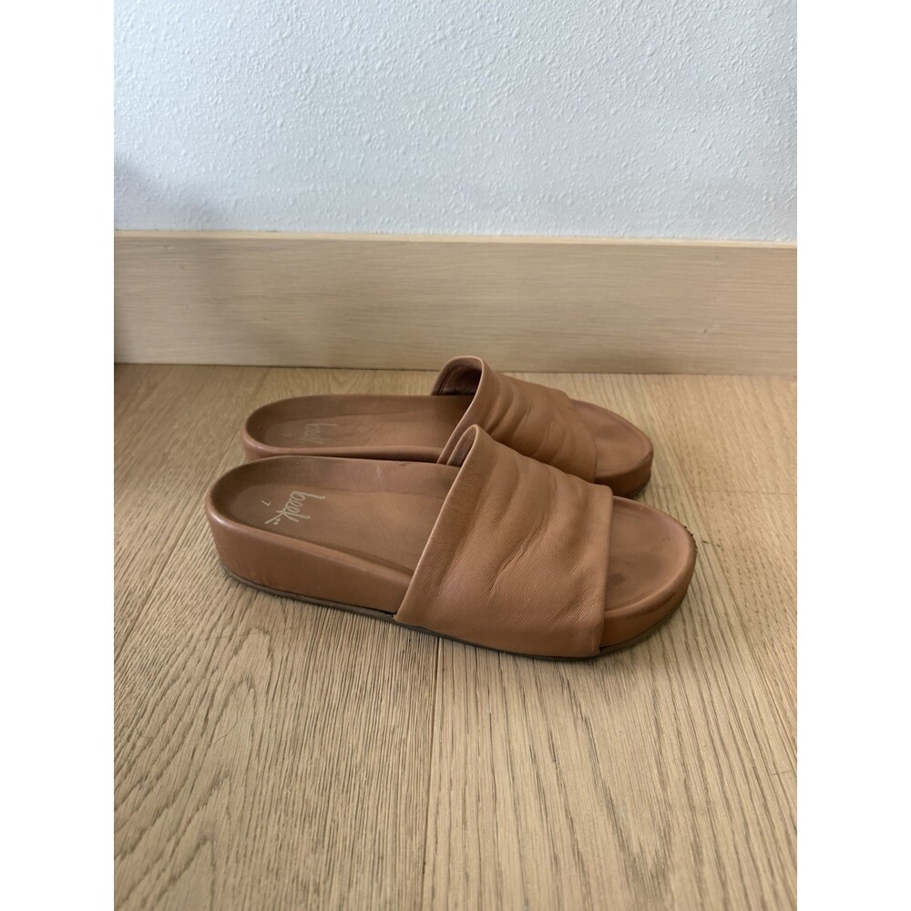 Beek Pelican Leather Slide Sandals Brown Platform Slip On Shoes Women’s 7 US 37